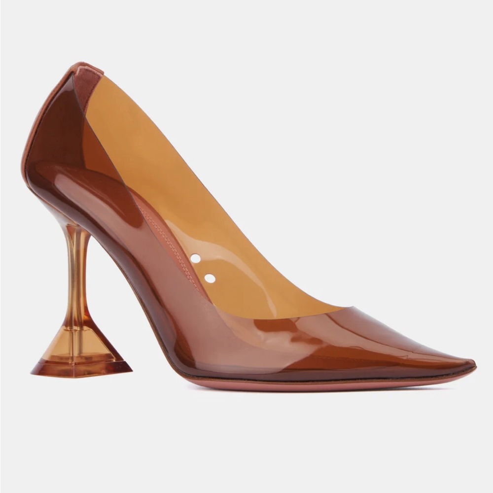 AMINA MUADDI GLASS PUMPS BROWN/DARK NUDE SIZE 38 NEW!!!! SRV $780 + TAX